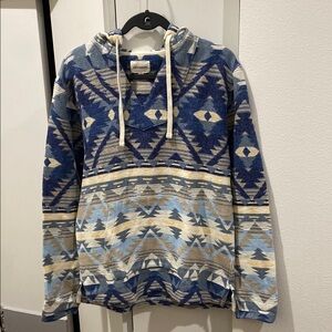 Blue and Beige Patterned Hoodie